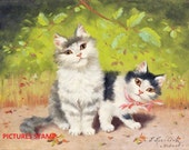 437 - Print with frame,   Painting print, Wall print, Picture print, Cat  print,  Art print,  Animal print,  Popular gift, Birthday gift