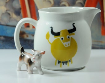 Vintage Kaj Franck Arabia Finland Yellow Horned Cow Creamer / Pitcher