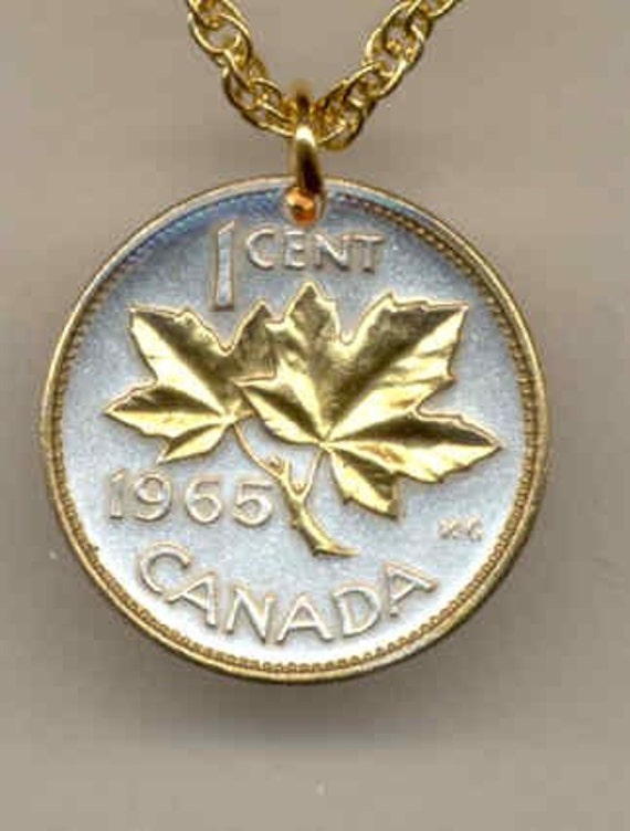 Maple Leaf Pendant Gold & Silver Canadian Maple Leaf penny