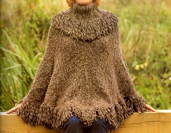 Knitting PDF pattern retro Poncho knit pattern