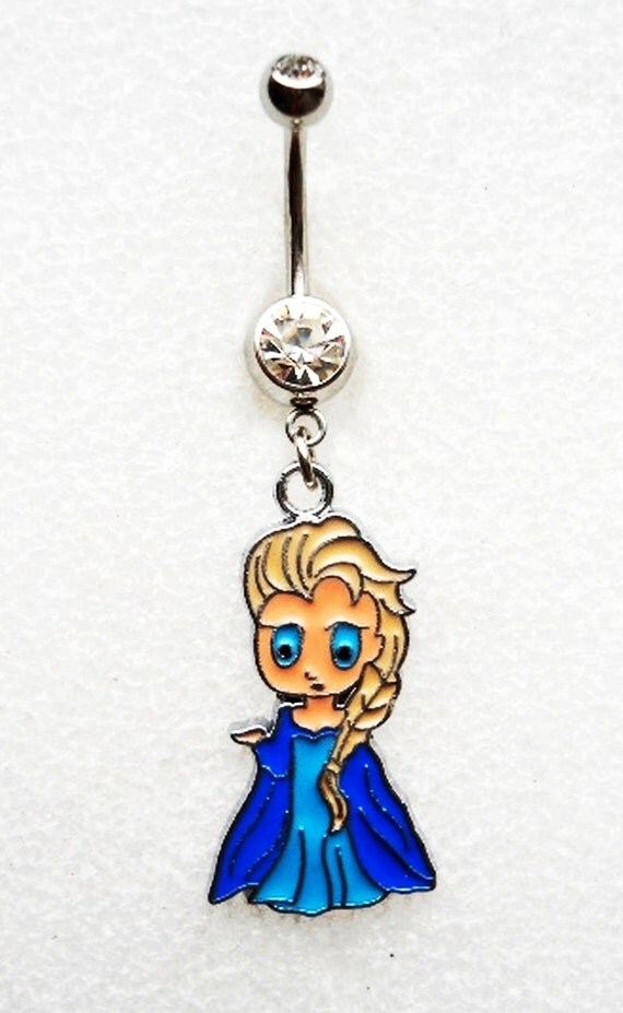 Items similar to ELSA FROZEN Crown Ice Princess Navel Belly Button Ring