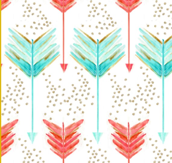 Arrows Crib Sheet Pink Aqua and Gold Arrows Toddler