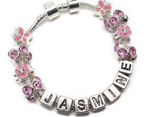 Popular items for name charm bracelet on Etsy