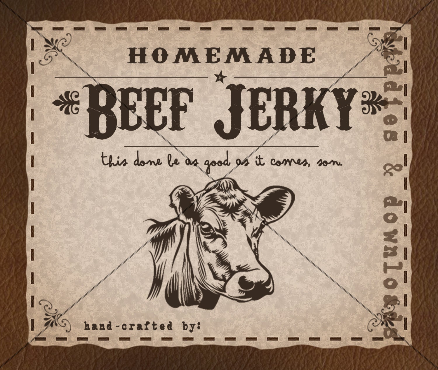 Printable Homemade BEEF JERKY label and recipe A vintage