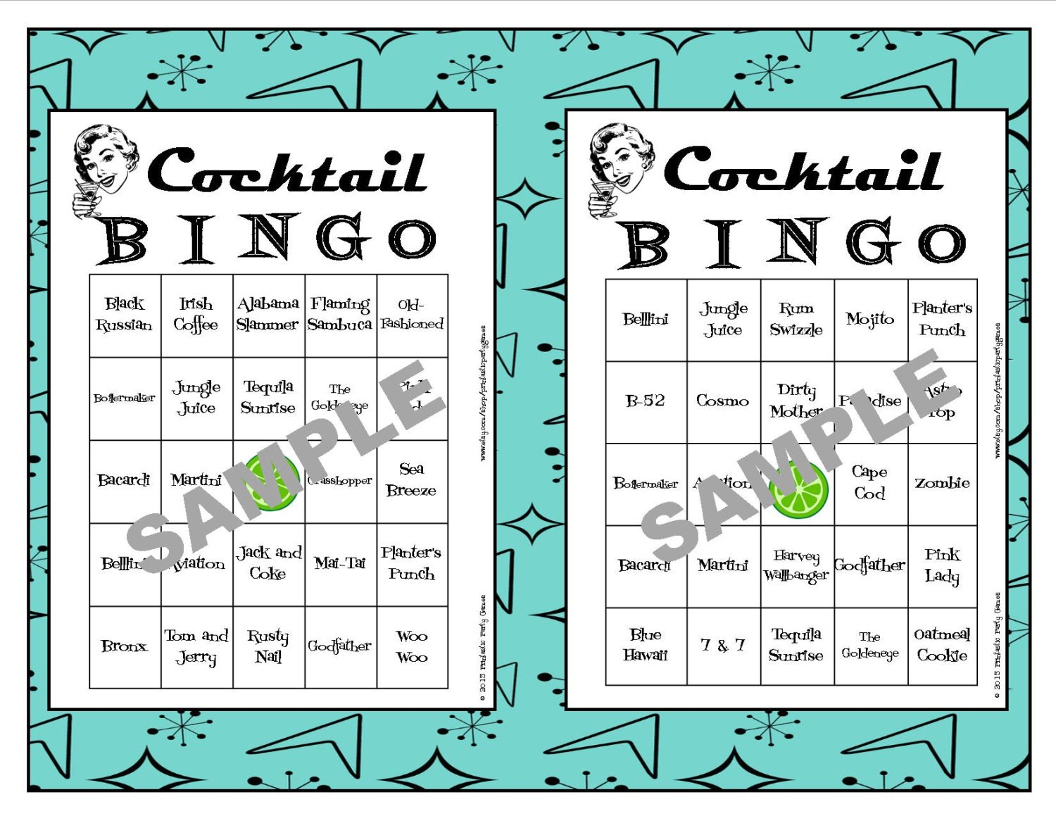 30 cocktail printable bingo cardsinstant downloaduse for