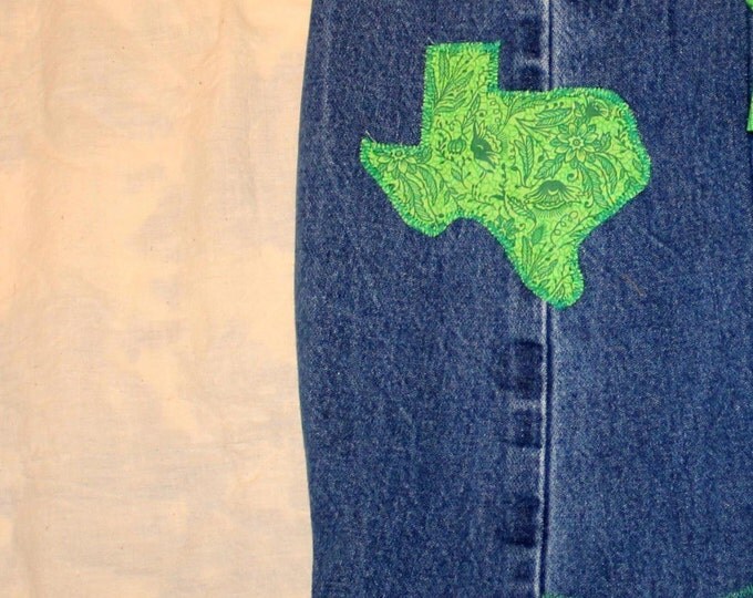HALF PRICE ** Texas Cowboy Boot Christmas Stockings made from Upcycled Wrangler Blue Jeans and Green Bandana Matched Pair
