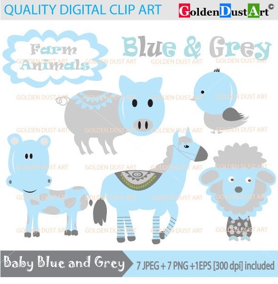 FARM ANIMALS Clipart Set by GoldenDustArt on Etsy