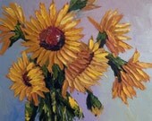 Sunflower Oil Painting in Palette Knife Style