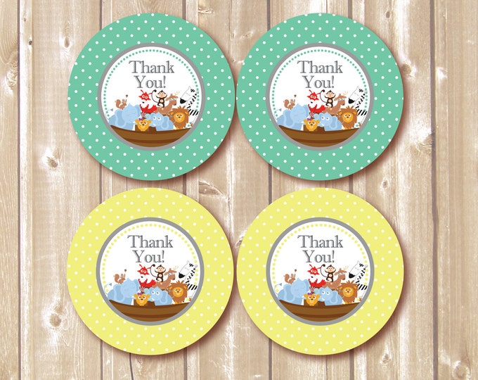 Thank You Favor Tags .Noah's Ark party tags. Printable Noah's Ark tag. Baptism tag.Birthday diy Thank You Tags. Babyshower. INSTANT DOWNLOAD