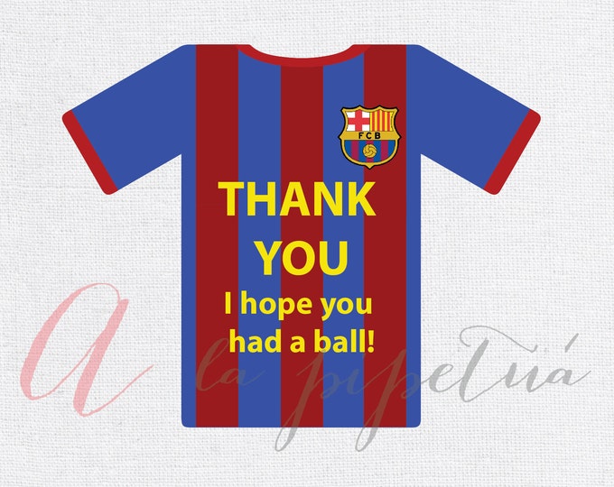 Thank You Favor Tags .Barcelona printable. Printable Favor Tags Soccer Birthday diy Thank You Tags INSTANT DOWNLOAD