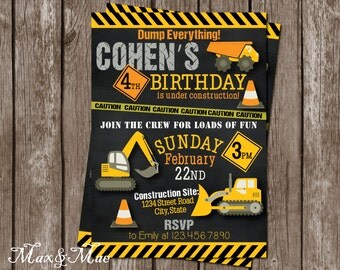 Construction Birthday Party Invitation, Construction Birthday, Dump Everything Invitation, Thank You Note, Join the Crew, Digital