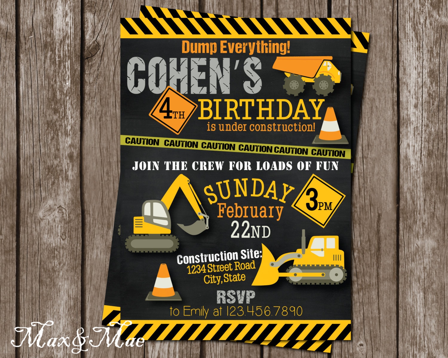 Construction Birthday Party Invitation Construction Birthday