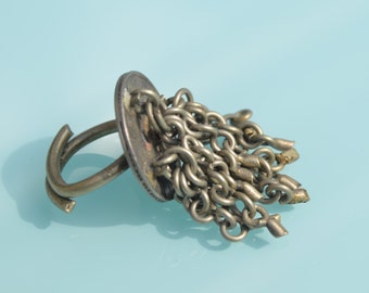 beautiful old vintage native kuchi Rajasthan jaipur coin Ring from india.