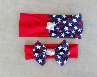 Fourth of July mommy and me headband set, patriotic headbands