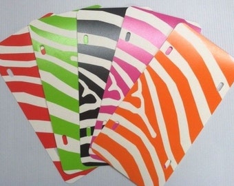 Blank ZEBRA Car/Truck license plates. 12" x 6" CHOOSE any COLOR-Ready for vinyl or screen print! Create custom, personalized tags!