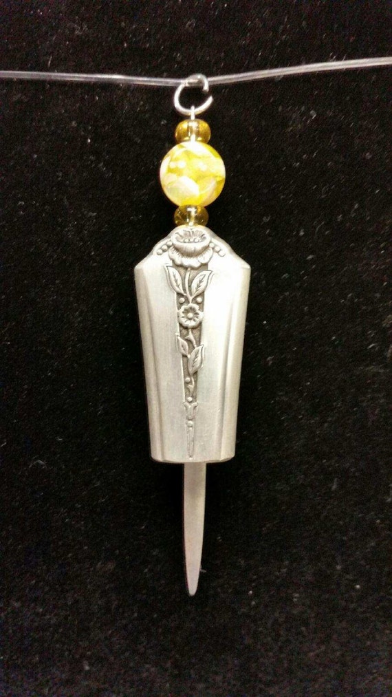 Items similar to Vintage silverware knife handle pendant on Etsy
