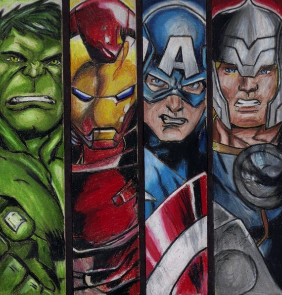 Items similar to Avengers 8x10 Art Print Comic Book 