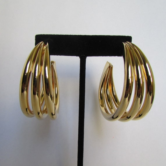 Vintage earring Gold hoop earrings 90s Jewelry by CRUZVINTAGE