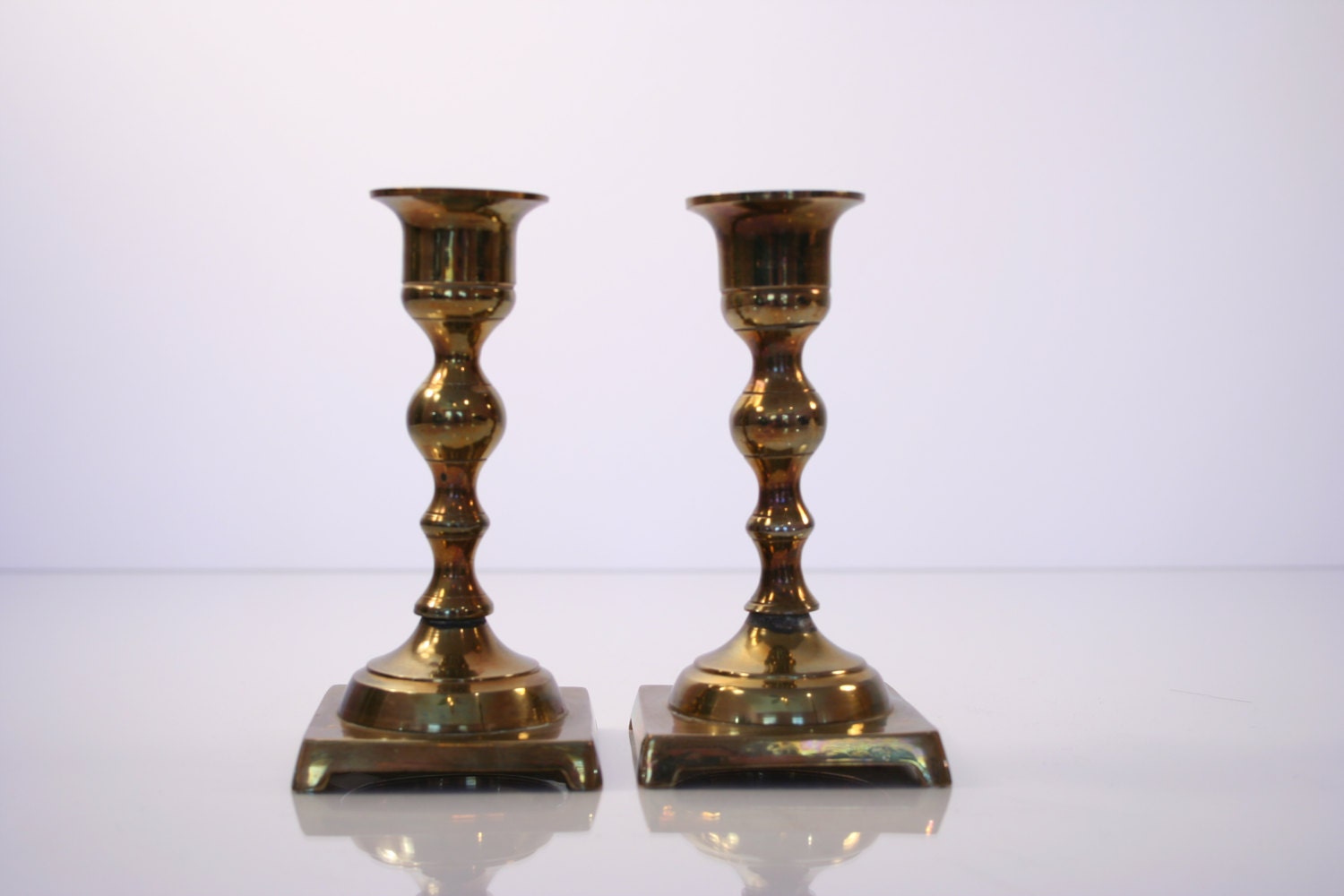 Pair of Vintage Brass Candle Holders Made in India by Revendeur