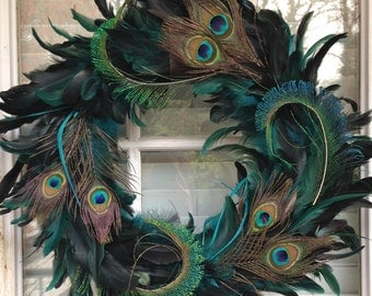 Peacock Feather Wreath