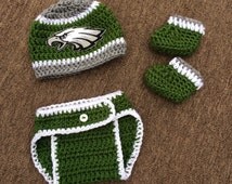 jayhawk crochet hat pattern Newborn Hat cover and matching Crochet diaper Eagles Philadelphia with