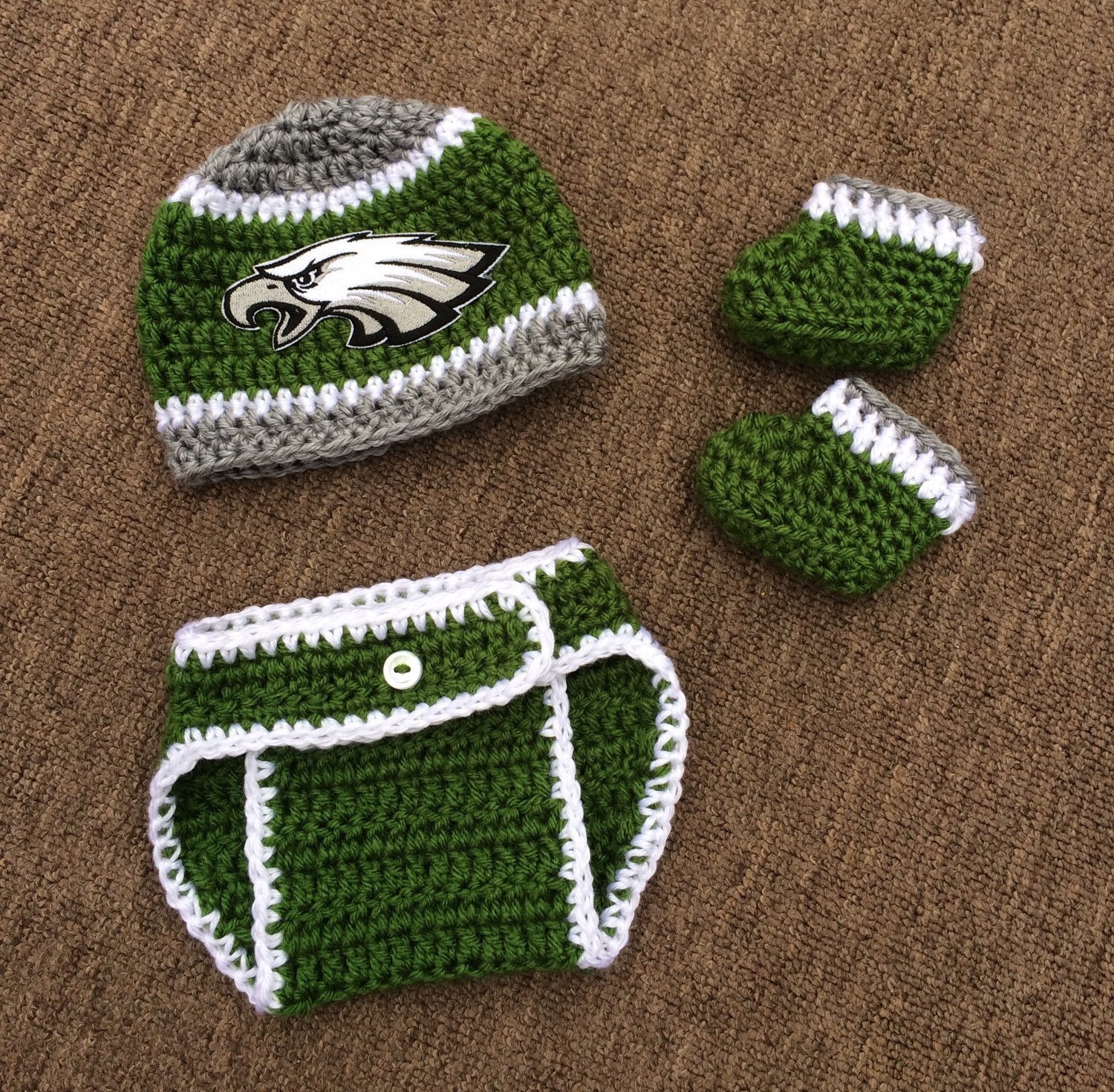 Crochet Newborn Philadelphia Eagles Hat with by Rx3CustomCrochet