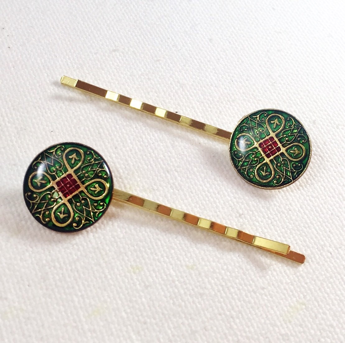 Celtic knot hair pin green hair pin celtic knot bobby pin