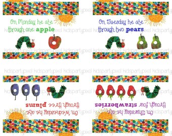 Items similar to Very Hungry Caterpillar Tented cards to label your ...