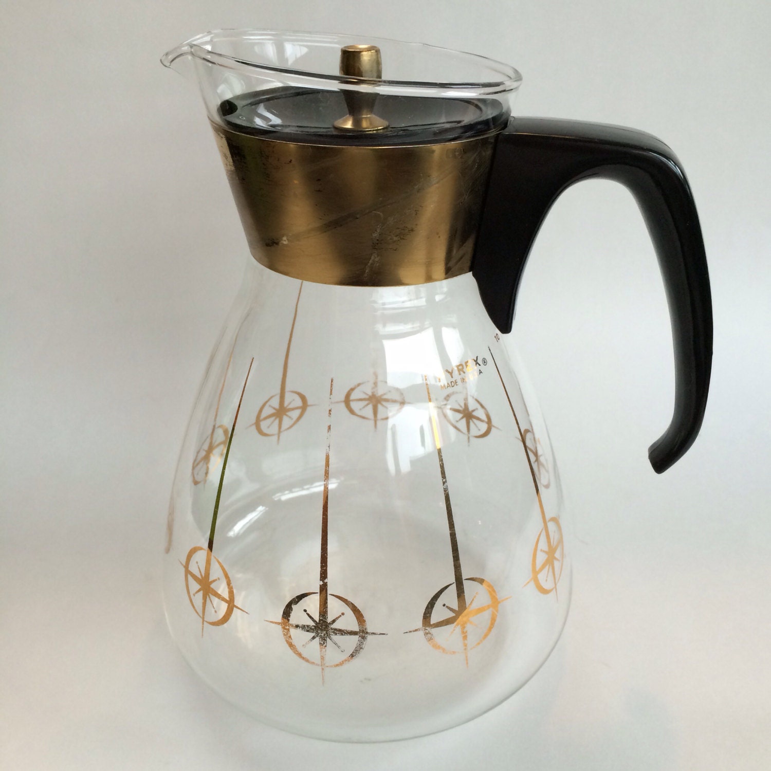 Vintage Pyrex Atomic Coffee Pot Carafe Gold Starburst Pitcher – Haute Juice