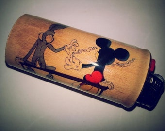 Bugs Bunny Mickey Mouse Joint Pass BIC Lighter Case Holder Sleeve Cover
