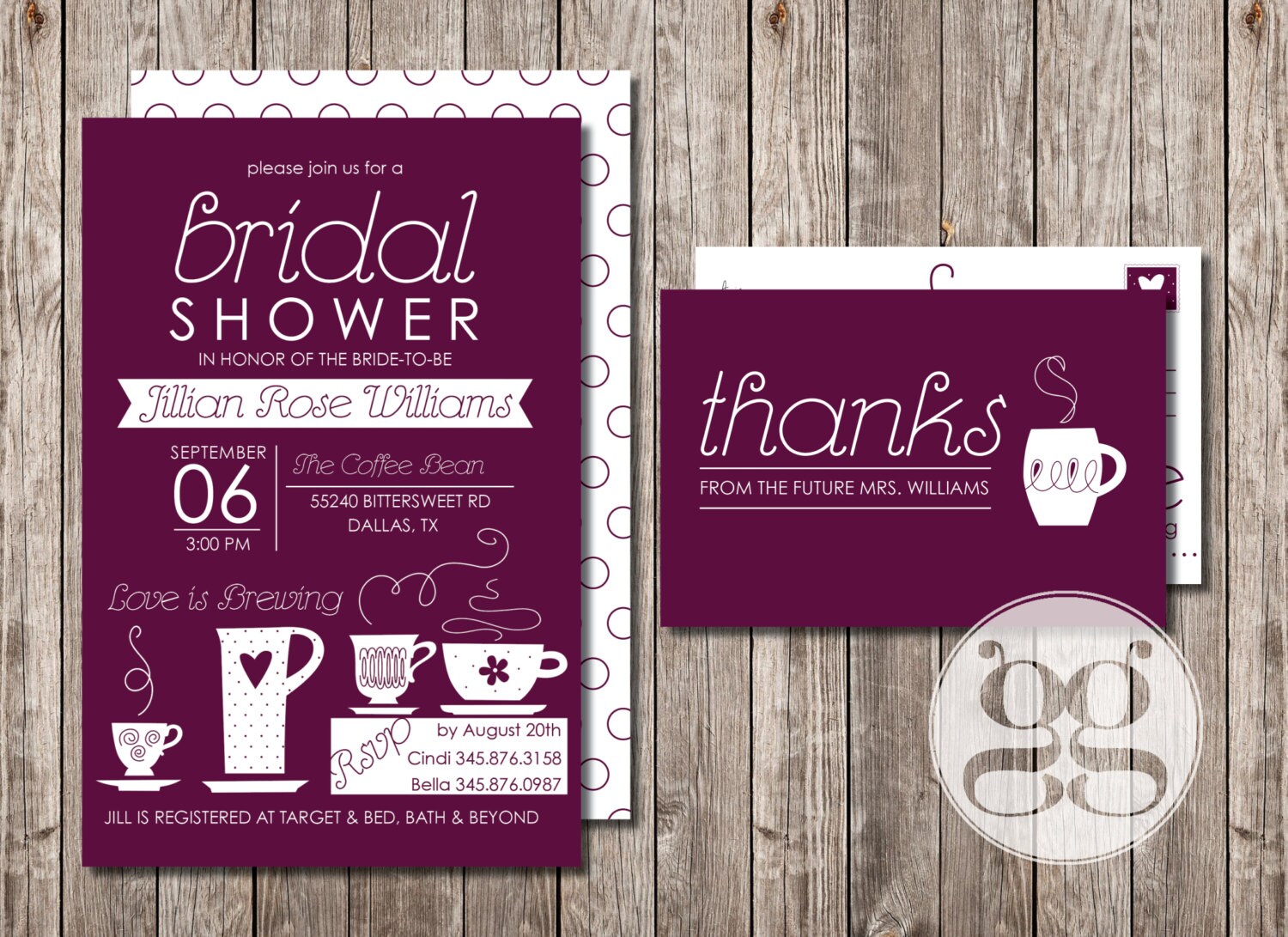 Love is Brewing Coffee Bridal Shower Invitation Tea Party
