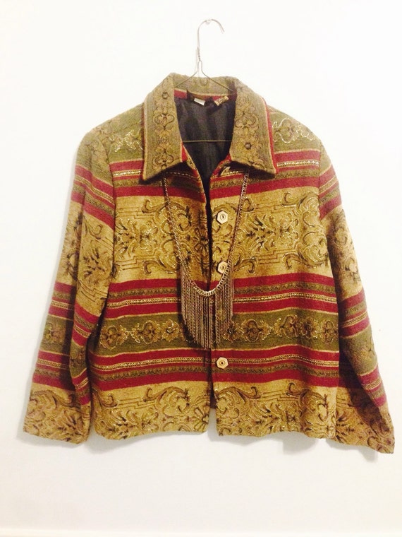 Vintage Indian Jacket / Vintage Jacquard Jacket / Hippie Gypsy
