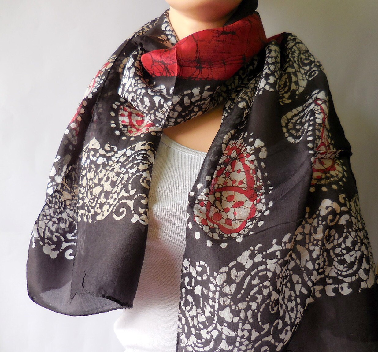 Handmade Silk batik print scarf accessories by FashionBindis