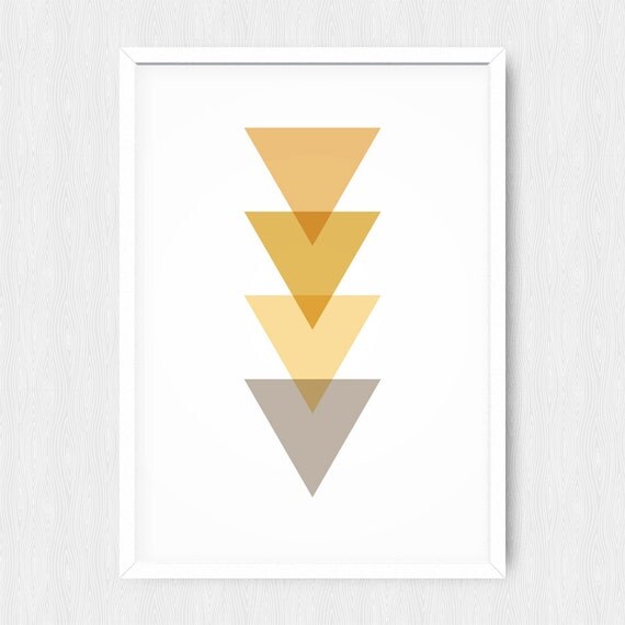 Geometric Wall Print Triangle Prints Gold Triangles Gold
