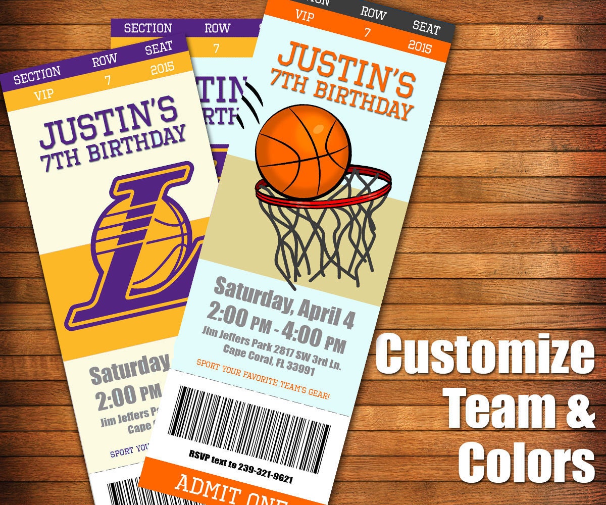 Basketball Invitation Basketball Game Ticket by LilGiggs on Etsy