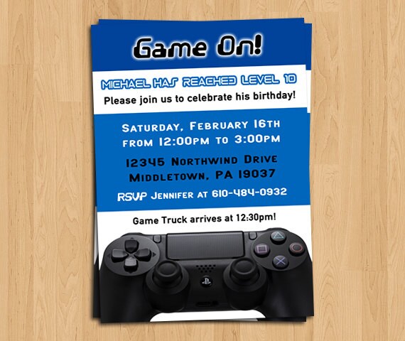 Gaming Invitation Gamer Birthday Invite PS4 By LifePlusTwo