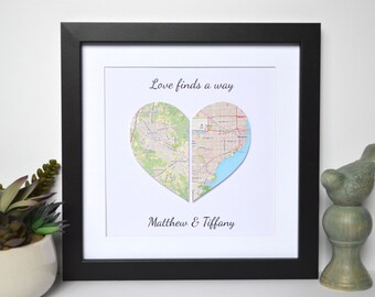 Long Distance Relationship Gift- Love Finds a Way, Unique Gift for Couples, Map Theme Wedding Decoration, Military Gift, Army Wife, Map Art