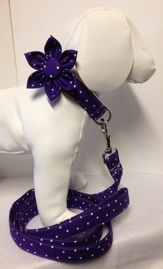 Dog Collar Set with Bow Tie or Flower Bow by DesignerStitchworks