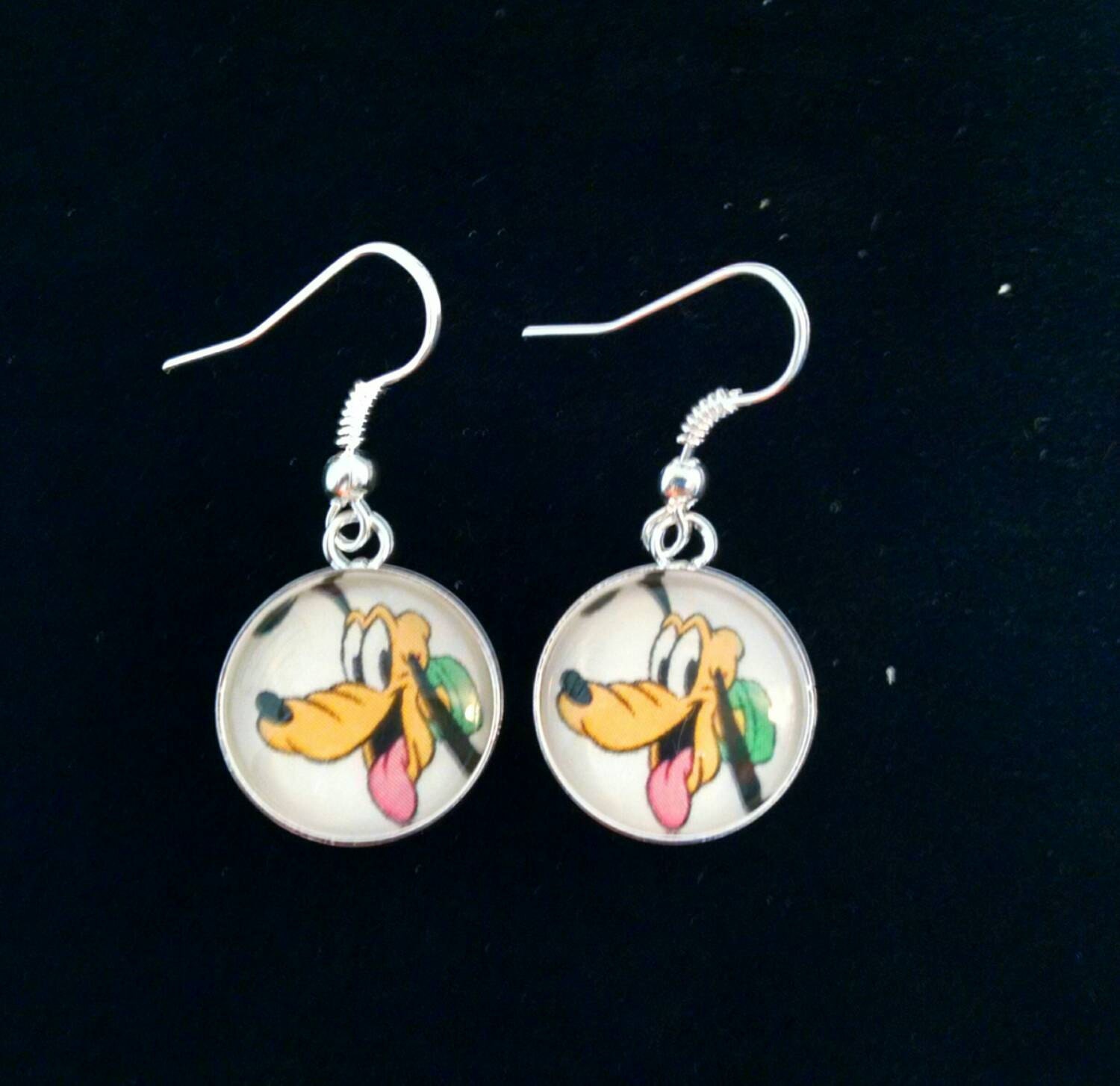 Disneys Pluto Silver Dangle Earrings