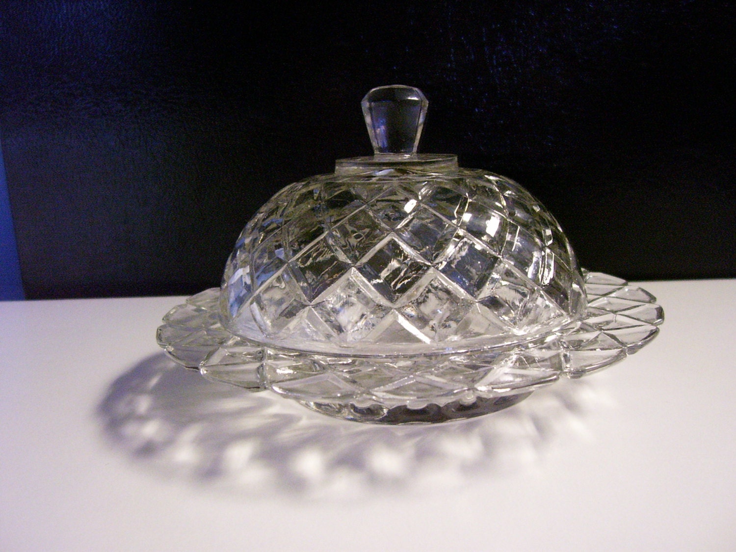 Clear Glass Butter Dish with Lid Anchor by MarlenesVintageAttic