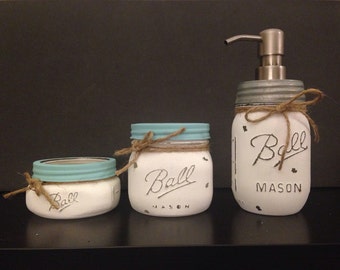 Mason Jar Bathroom Set of 3 - BEST PRICED on ETSY