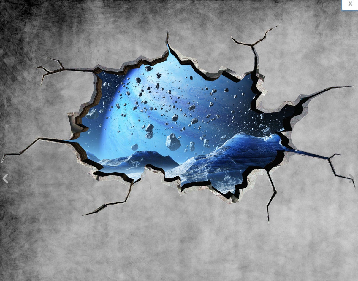 Space Wall Decal Galaxy Cracked Wall Sticker Stars