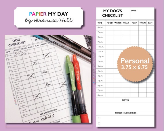 Printable Pet Checklist Weekly and Daily Dog Checklist