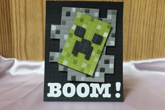 Download Items similar to Minecraft Creeper gift card Birthday Card ...