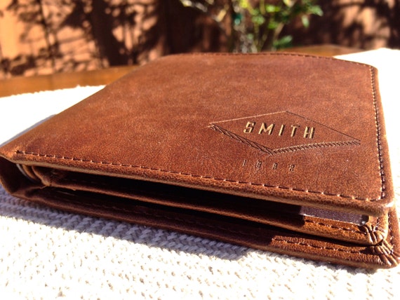 Personalized Men&#39;s Leather Wallet Custom by SwankyBadgerDesign