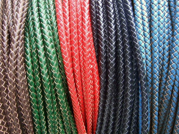 6mm Round Braided leather cord Genuine round leather strip