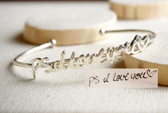 20% OFF* Adjustable Signature Bangle - Personalized Handwriting Bangle - Signature Bracelet - Keepsake Jewelry in Sterling Silver
