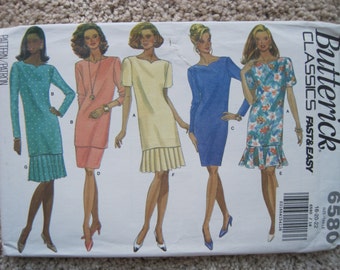 UNCUT Misses / Misses Petite Dress, Top and Skirt - Size 18 to 22 - Butterick Pattern 6657 - Vintage 1993