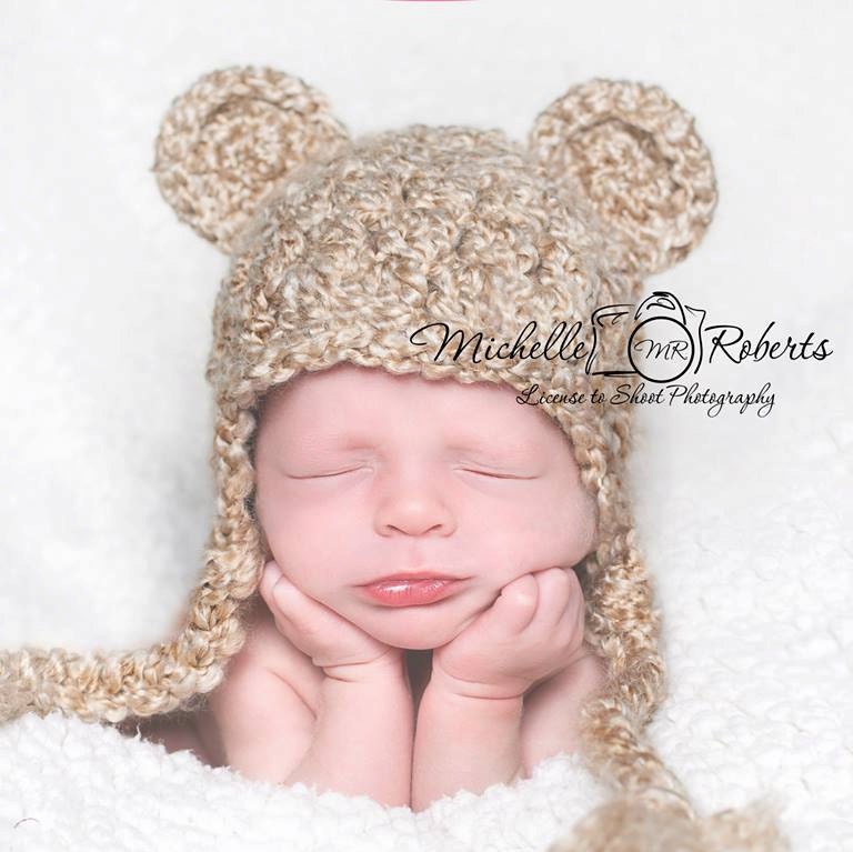 Bear Hat Ready to Ship Baby Boy Hat Baby Girl Hat Ear Flap