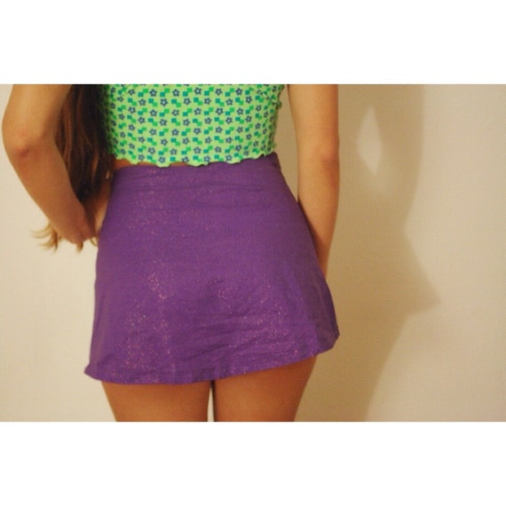 CruelSummer Purple Glitter Ultra Mini Skirt by CruelSummerVintage